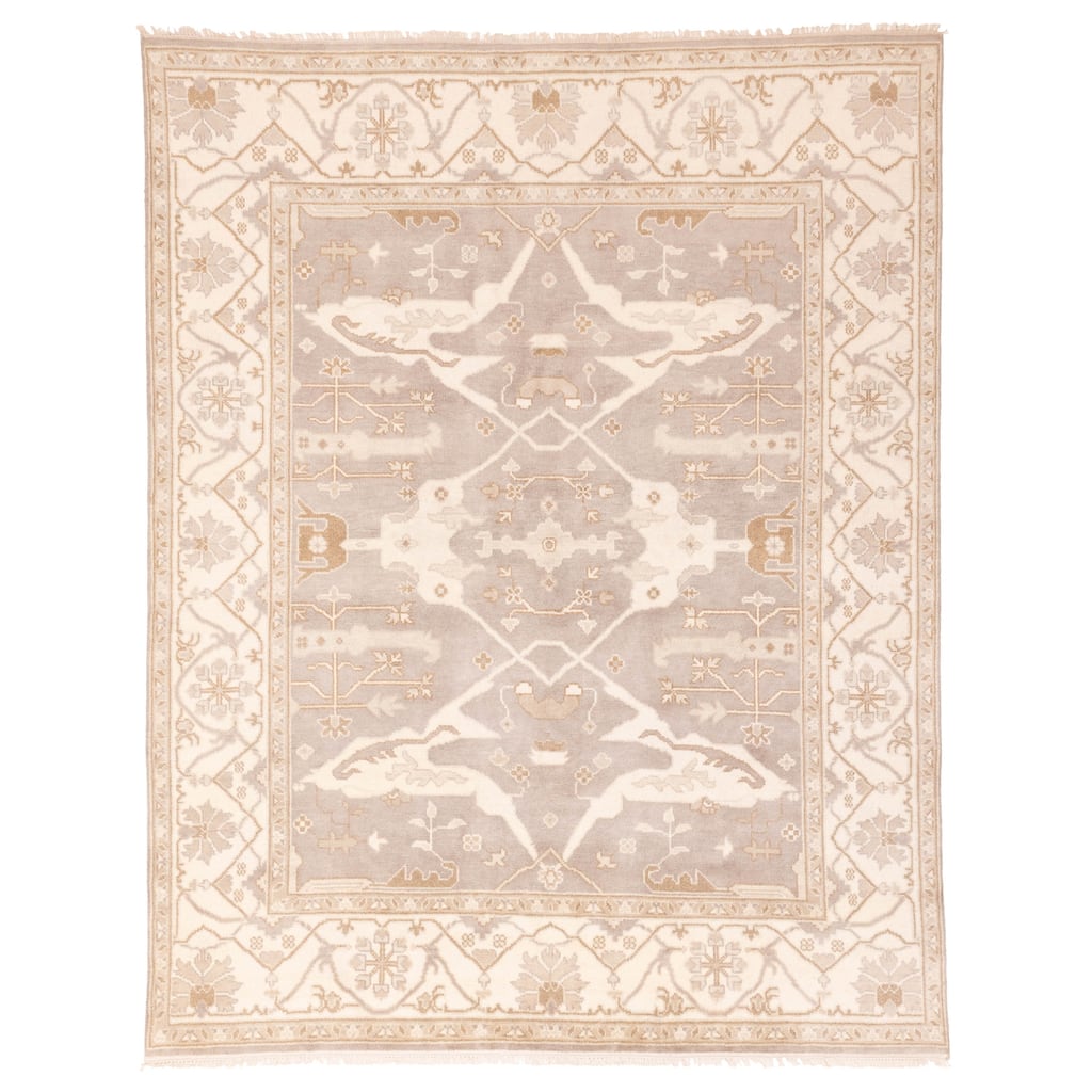 ECARPETGALLERY Hand-knotted Royal Oushak Grey Wool Rug - 7'11 x 9'10