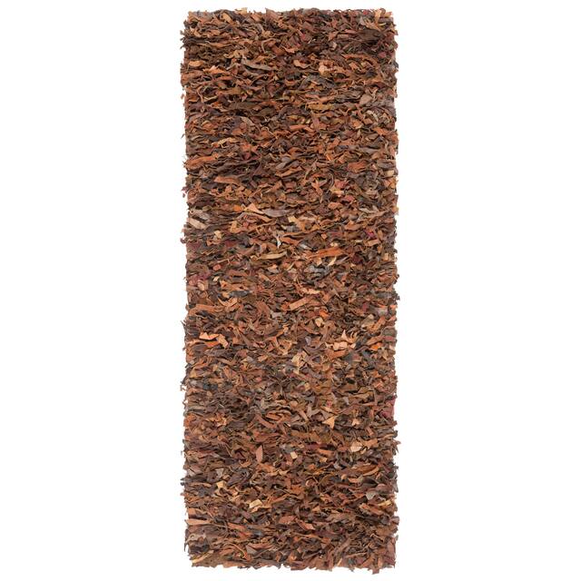 SAFAVIEH Handmade Leather Shag Carlijn Modern Decorative Rug