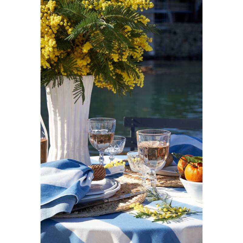 Couleur Nature St. Tropez Tablecloth - Blue Stripes - 59" x 59"