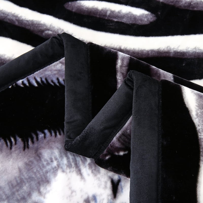 Floral & Animal 2-Ply Heavy Reversible Raschel Blanket 85" X 95"