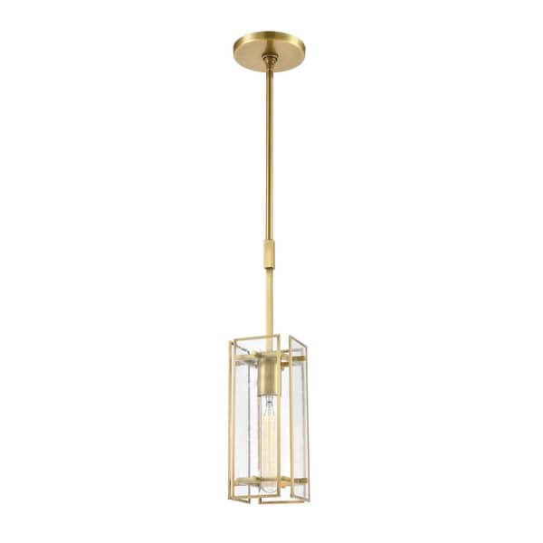 slide 2 of 2, Hyde Park 1-Light Mini Pendant in Satin Brass with Seedy Glass