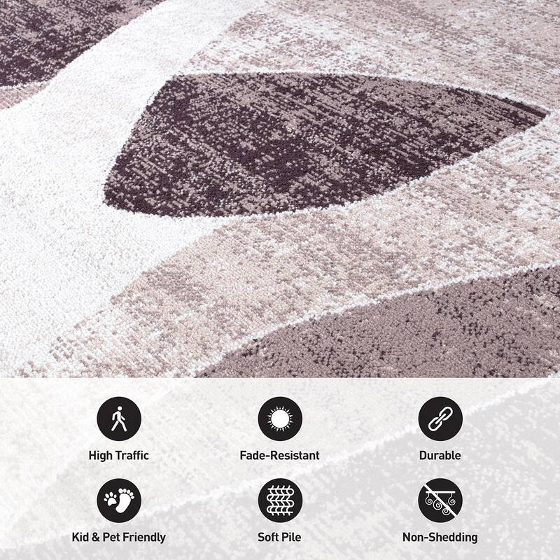 Contemporary Distressed Circle Area Rug