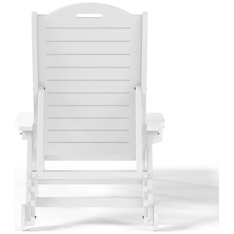 Brighton Outdoor Poly Reclining Chaise Lounge with Wheels & Cup Holder