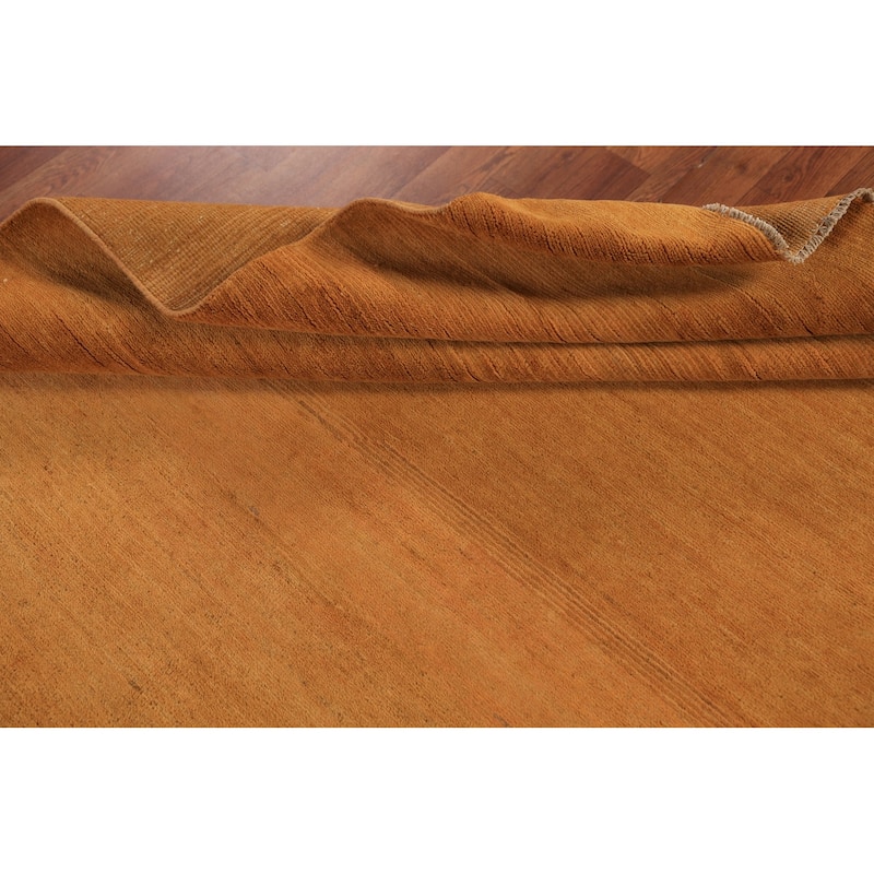 Orange Gabbeh Modern Area Rug Hand-Knotted Oriental Wool Carpet - 5'11" x 6'9"