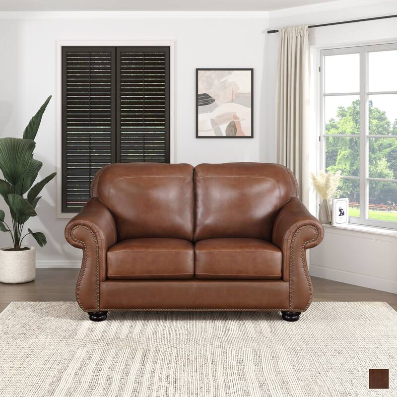 Fowler Leather Match Living Room Loveseat