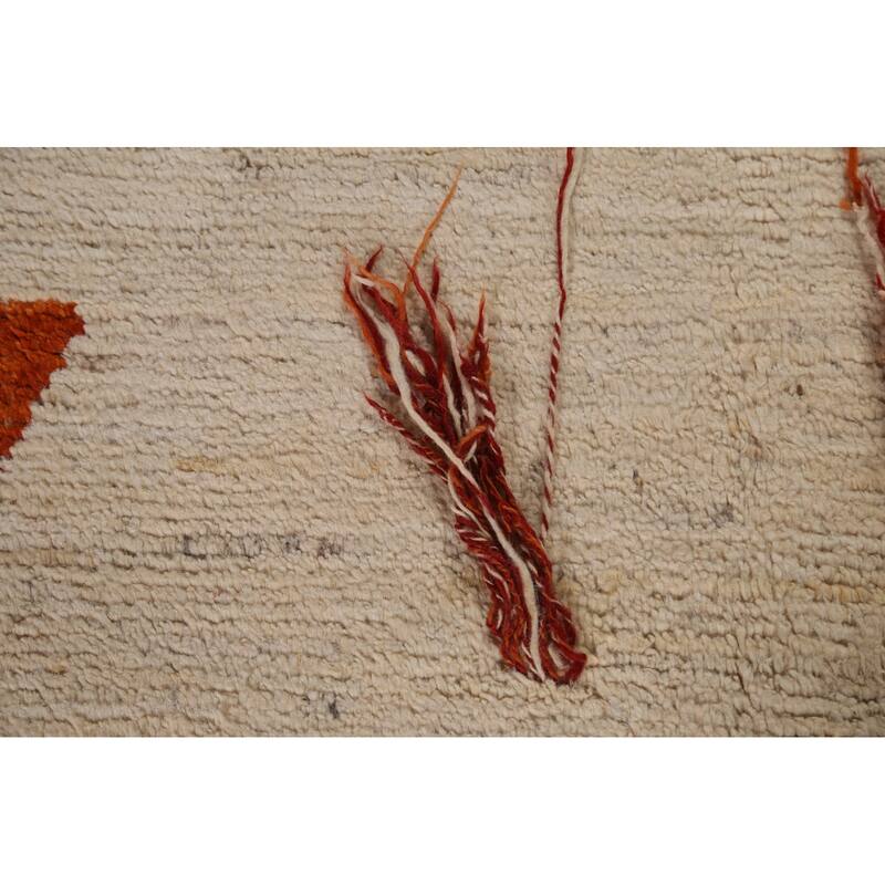 Hand Knotted Oriental 100% Wool Carpet Modern Tribal Beige & Ivories Moroccan Area Rug - 9' 11'' X 6' 10''