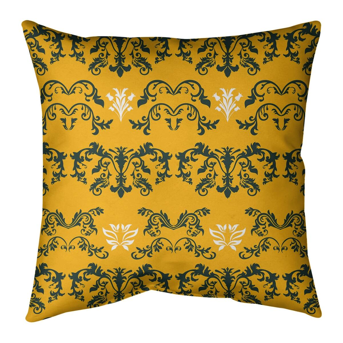 Green Bay Football Baroque Pattern Accent PillowFaux Linen Bed Bath