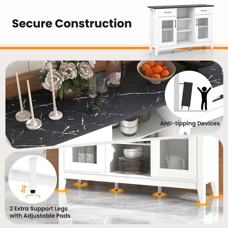 Costway Sideboard Buffet Cabinet with 2 Drawers 2 Doors 3 Open - See Details