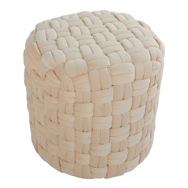Silver Orchid Camilla Braided Round 16" Ottoman - Cream