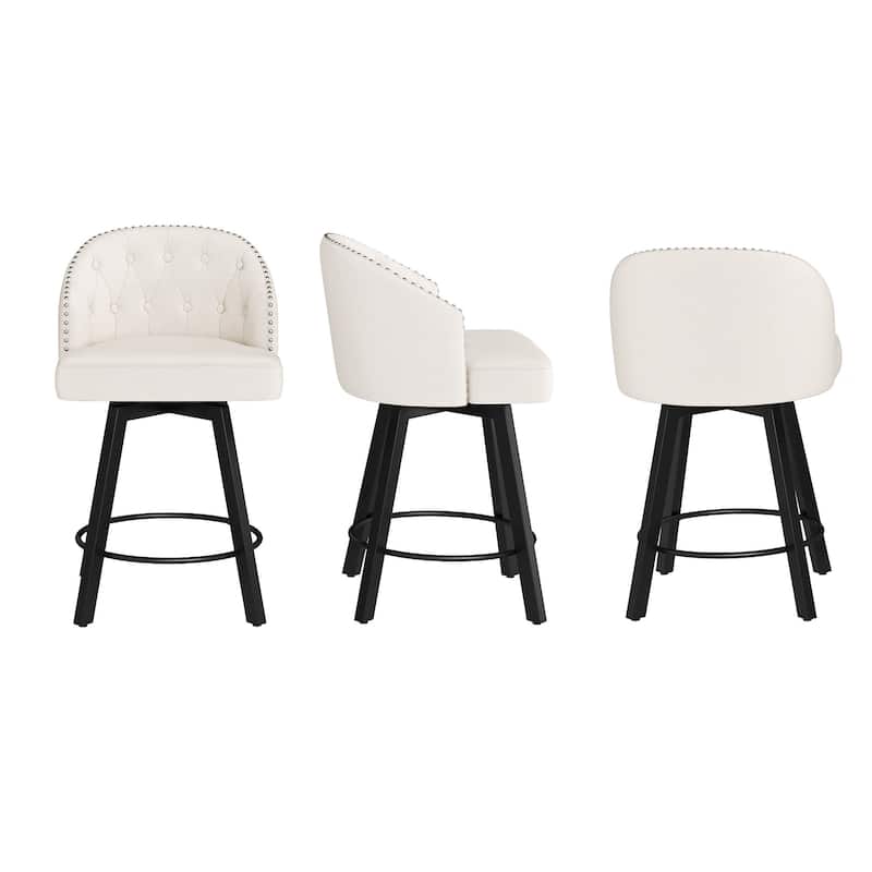26" Swivel Counter Height Bar Stools Set of 3 Upholstered Counter Stools With Backs - 26" H