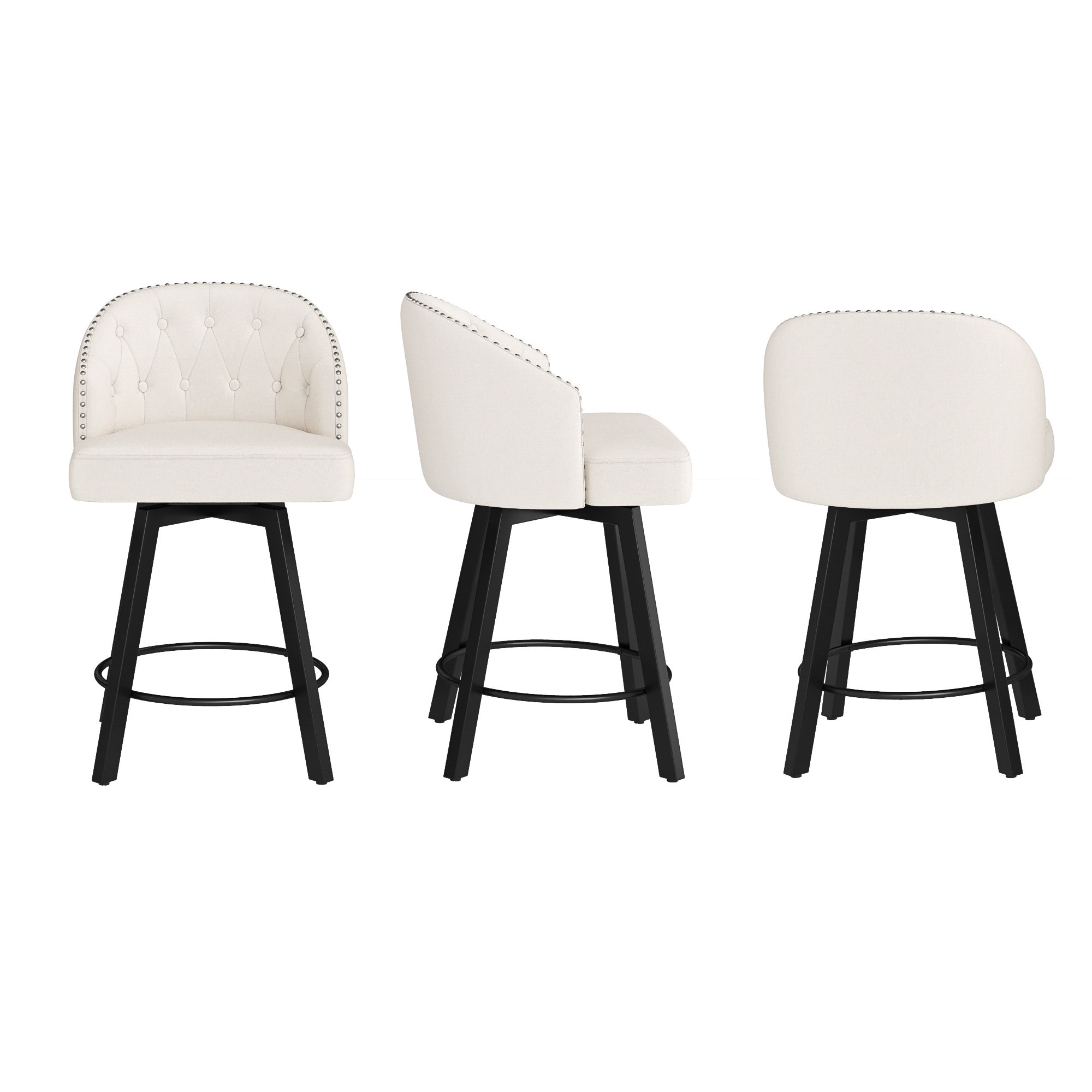 26" Swivel Counter Height Swivel Bar Stools Set of 3 Upholstered Counter Stools - 26" H