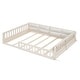 preview thumbnail 13 of 24, Full Size Upholstered Platform Bed with Guardrail, Fluffy Pillows, and Sturdy Pine Wood Bed Frame Safety Guardrails, Beige