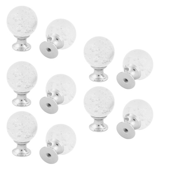 Home Crystal Glass Furniture Cabinet Door Pull Handle Knob White 10pcs