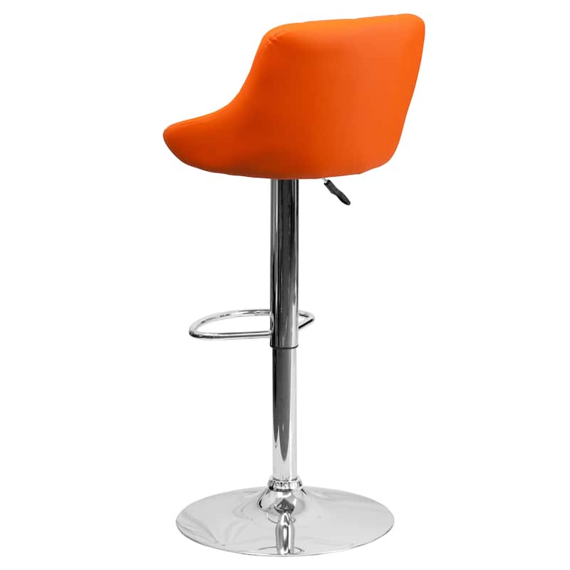 Diamond Pattern Vinyl Bucket Seat Adjustable Barstool - 18.5"W x 19"D x 33.25" - 41.75"H
