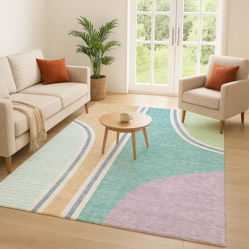 Machine Washable Indoor/ Outdoor Contemporary Keely Chantille Rug