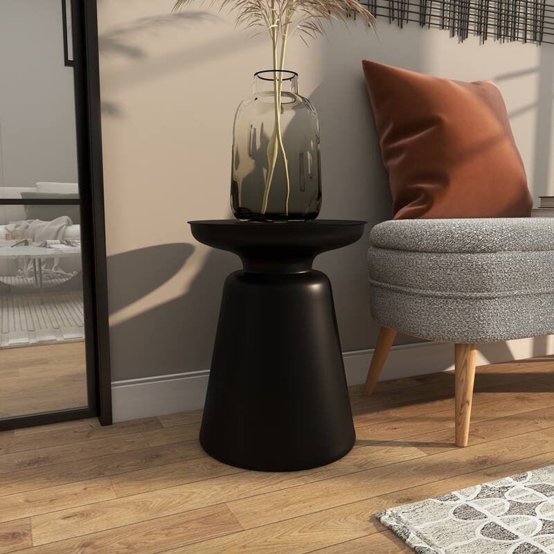 Black Metal Accent Table with Bell Shaped Base
