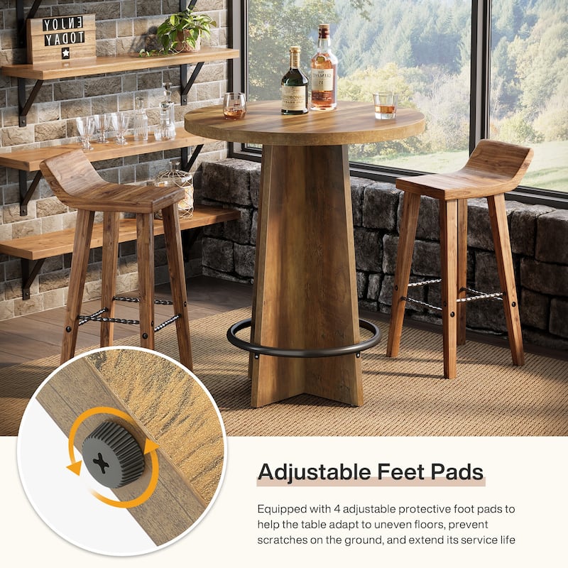 Round Bar Table with Pedestal Base, 37.4'' Tall Bistro Pub Table