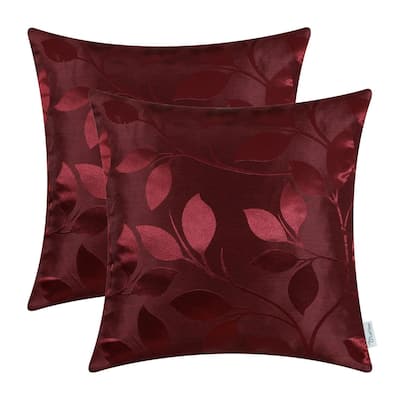 Cute Fresh Growing Leaves Pillow Covers, 18 X 18 Inches Burgandy