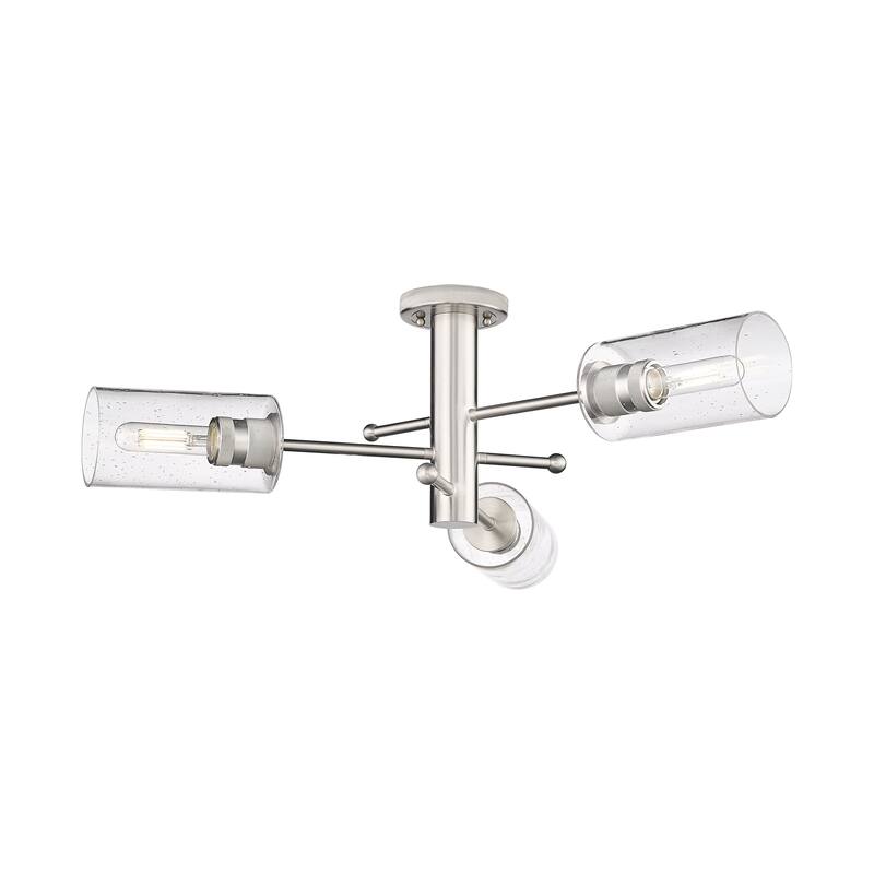Innovations Lighting Crown Point - 3 Light 7" Flush Mount - Satin Nickel/Seedy