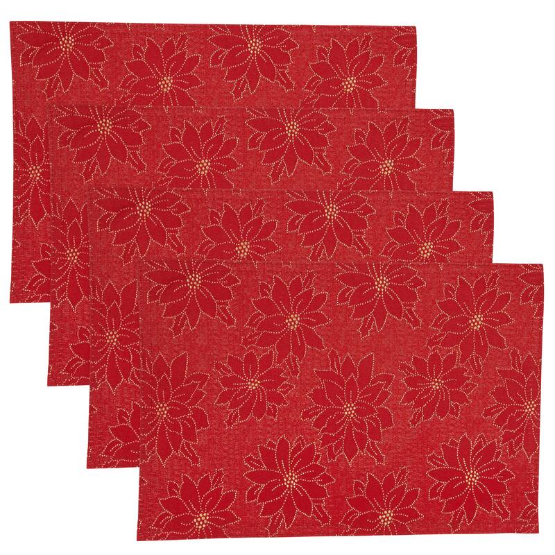 Christmas Placemats With Poinsettia Design (Set of 4)