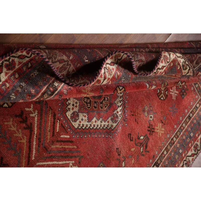 Vegetable Dye Qashqai Persian Antique Rug Tribal Wool Carpet - 4'9"x 7'5"