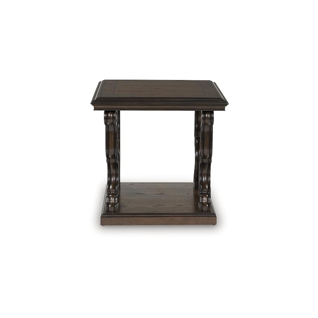 Signature Design by Ashley Maylee Dark Brown End Table - 27.63" W x 27.63" D x 25.5" H
