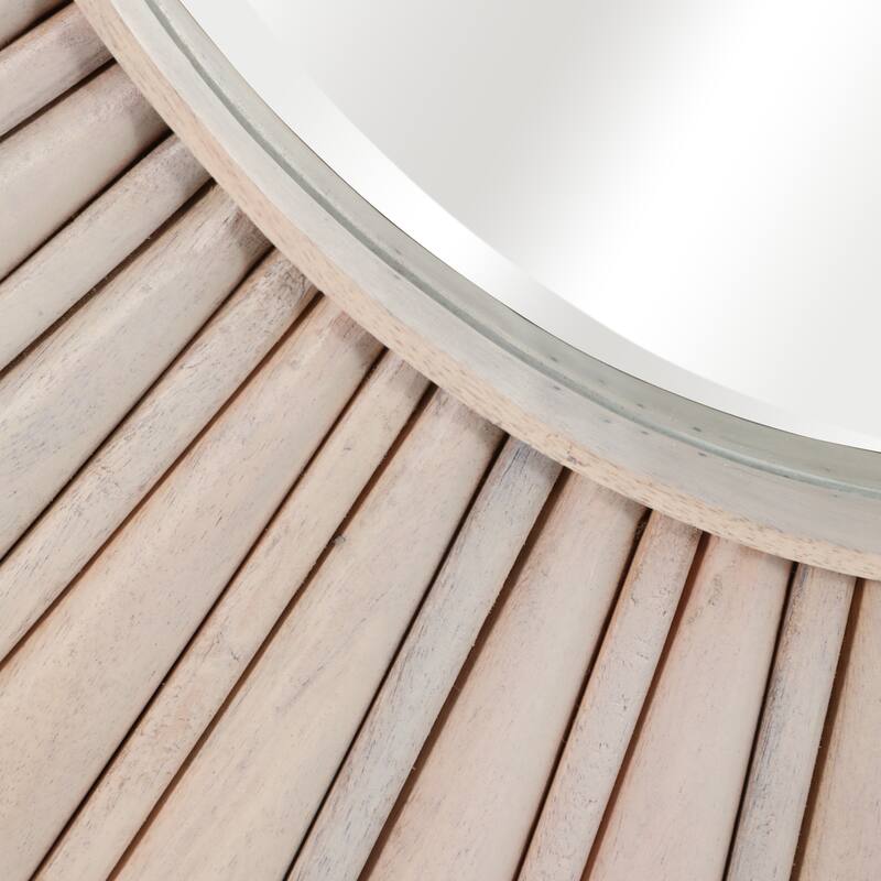 Wood Wall Mirror Modern Fluted Large Rectangular Decor - 60" White - 60" x 1.5" x 36.5"