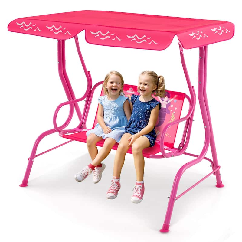 Costway 2-Seater Toddler Porch Swing Chair with Metal Stand Adjustable - See Details