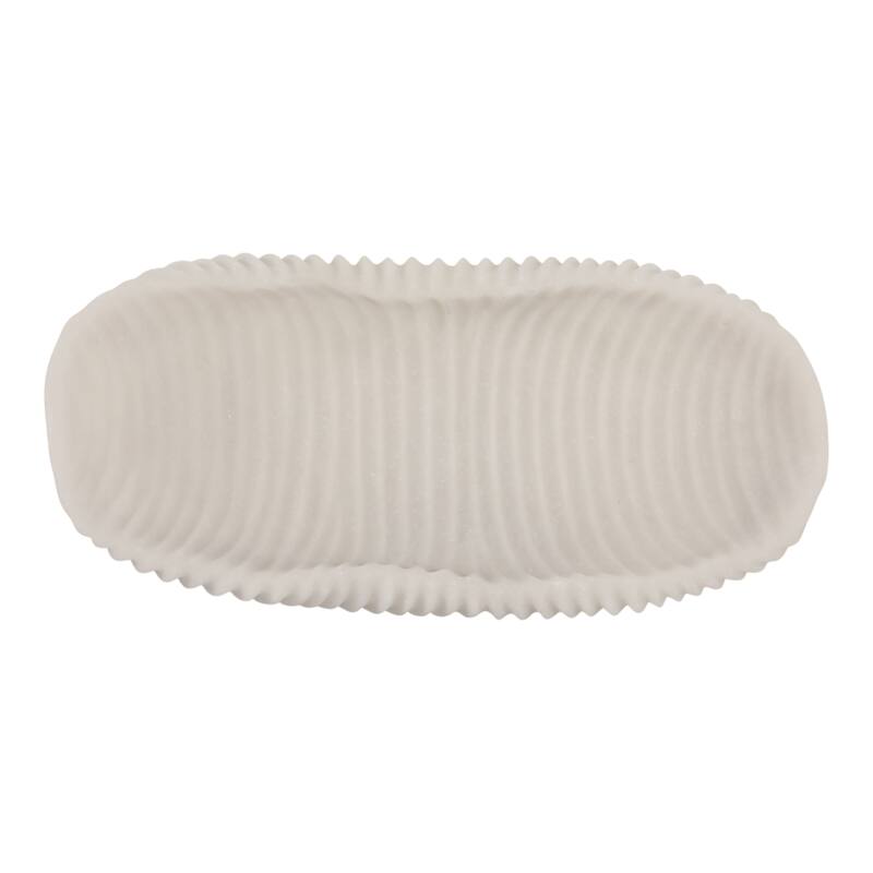 Resin Decorative Bowl Rippled Texture Modern Design - 17" White - 16.75" x 8.5" x 6.25"