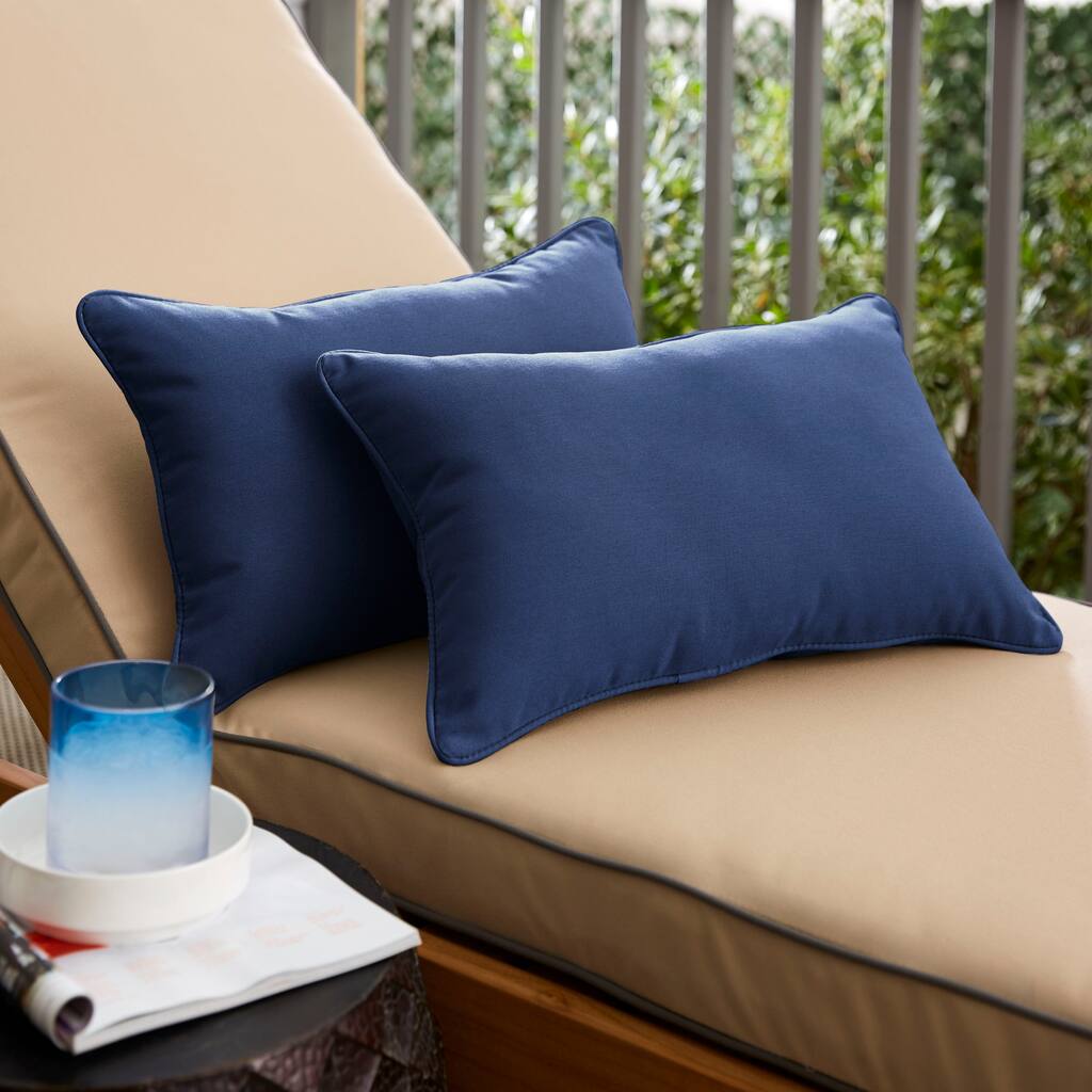 Dark Blue Indoor/ Outdoor Pillow Set - 12 in x 18 in