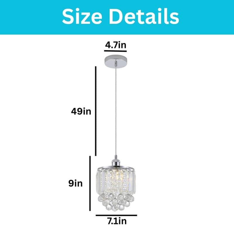 2 Pack living room lighting silver hanging lights Crystal, metal pendant light