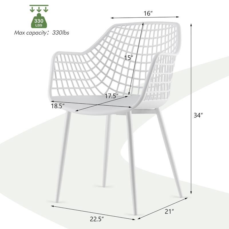 Costway Modern Dining Chair Set of 4 Plastic Shell Hollow withMetal