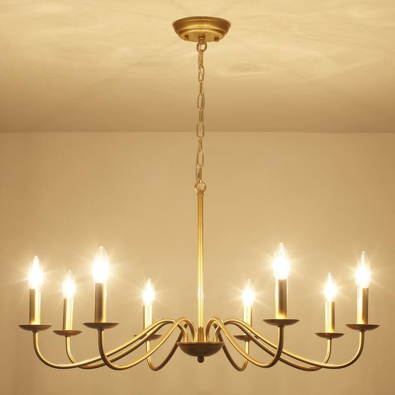 8-Light 30.7 in. Farmhouse Chandeliers for Bedroom Living Room Study