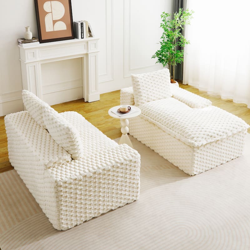 L-Shaped Sleeper Sectional Sofa Convertible Straight Sofa, Loveseat and Chaise Lounge Set for Living Room