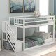 preview thumbnail 11 of 16, Twin over Twin Floor Kids Bunk Bed, Ladder with Storage, Gray White