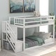 preview thumbnail 2 of 21, Twin over Twin Floor Wood Bunk Bed,Staircase with Storage Space