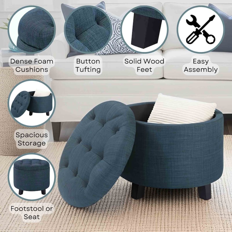 Convenience Concepts Designs4Comfort Round Storage Ottoman