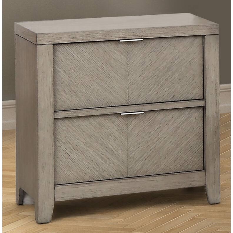 2 Drawer Nightstand with Ash Veneers, Transitional Design