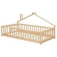 preview thumbnail 3 of 15, Imaginative Twin House Bed with Guardrails Cozy Floor Bed for Childrens Rooms Natural