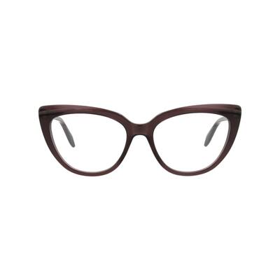 Alexander McQueen Cat Eye-Frame Acetate Optical Frames, Transparent Lens, Shiny Transparent Dark Mauve Frame