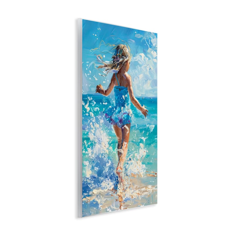 Stupell Girl Splashing on Shore Wall Plaque Art Design By LSR Design Studio