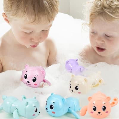 6PC Swimming Clockwork Toy Cartoon Penguin Bathroom Toy Baby Bathroom Toy Set Water Toys For ...