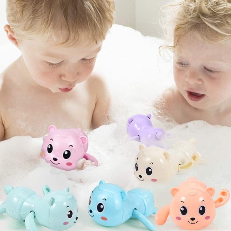 6PC Swimming Clockwork Toy Cartoon Penguin Bathroom Toy Baby Bathroom ...
