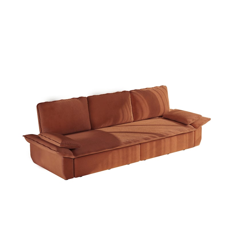 94.5" King Size Pull Out Sofa Bed, 3-in-1 Convertible Sleeper in Corduroy Fabric, Sofa Bed