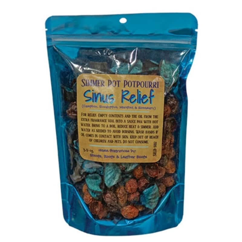 3.5 oz Sinus Relief Potpourri Simmer Pot with Invigorating Eucalyptus Menthol Camphor Aroma - 8" H x 4" W x 2.25" D