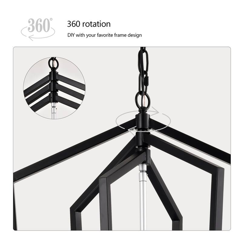 8-Light Farmhouse Kitchen Chandeliers, Matte Cage Light Fixture Adjustable Height Chandeliers for Dining Room Hallway