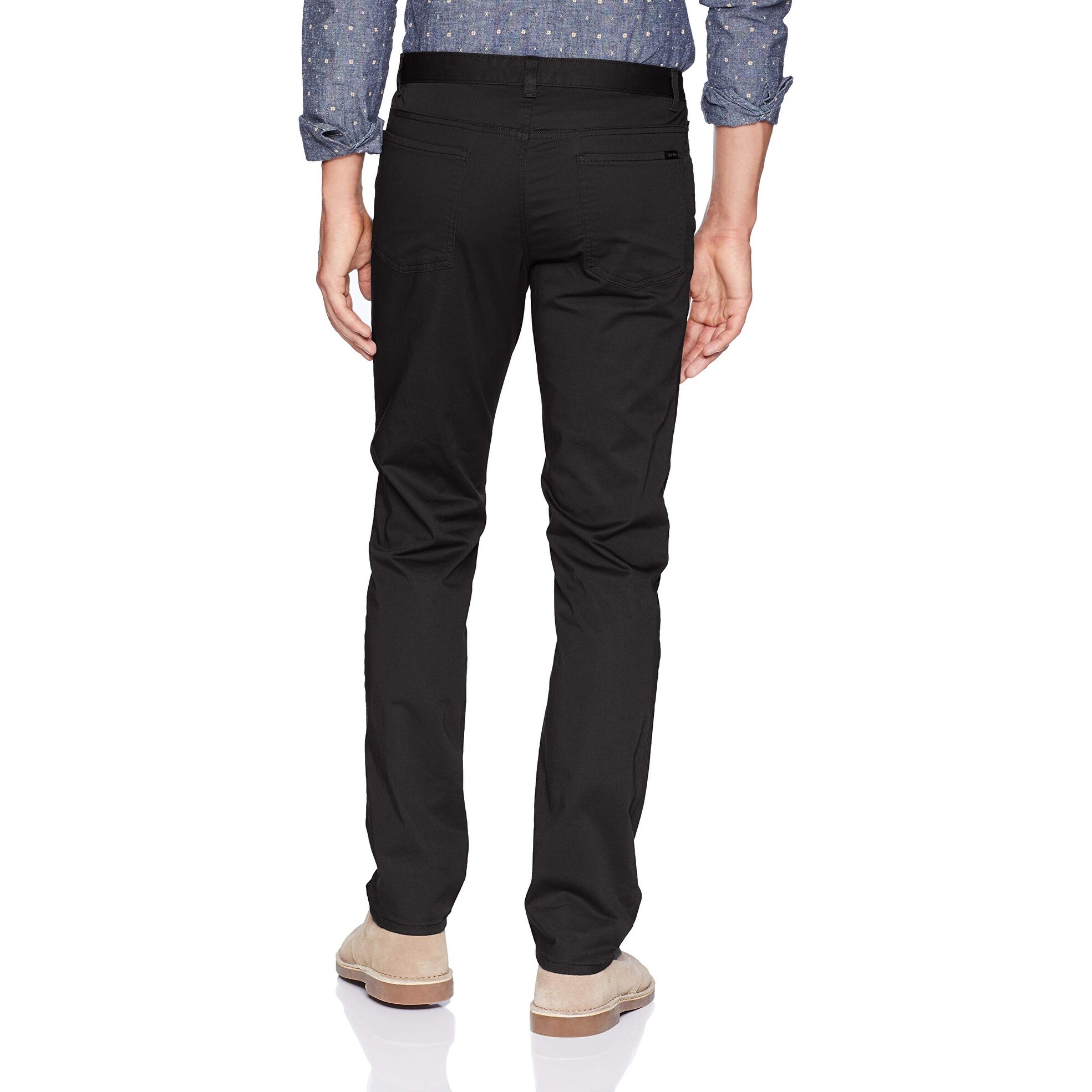 Shop Calvin Klein Mens Pants Jet Black Size 32x32 Slim Fit Chinos