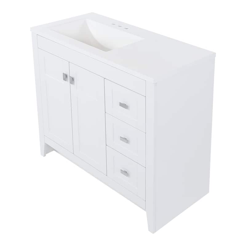 Spring Mill Cabinets Lonsdale 36.5" 2-Door Bathroom Vanity With 3 Drawers and White Sink Top
