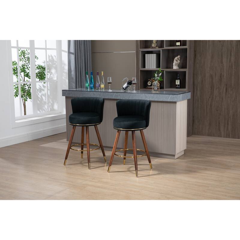 Counter Height Bar Stools Set of 2 for Kitchen Counter Solid Wood Legs