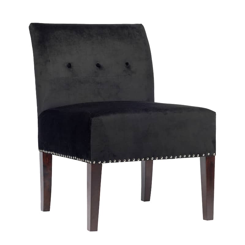 Samantha Indoor Living Room Velvet Slipper Chair by Sole Designs - Black